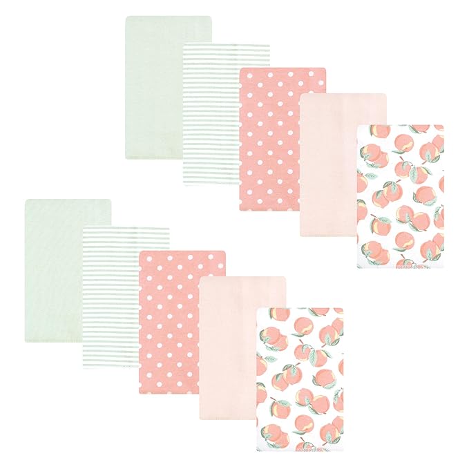 Hudson Baby Unisex Baby Flannel Burp Cloth 10pk, Sweet Peach, One Size