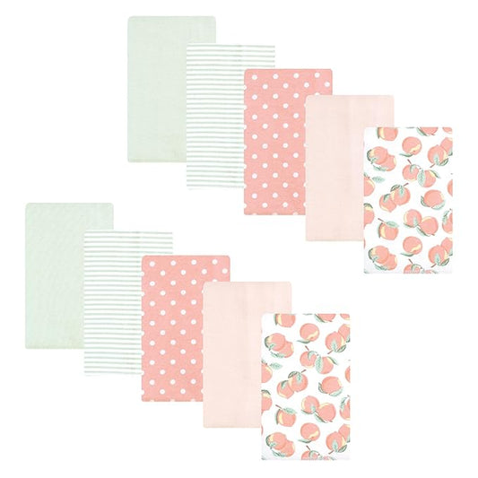 Hudson Baby Unisex Baby Flannel Burp Cloth 10pk, Sweet Peach, One Size