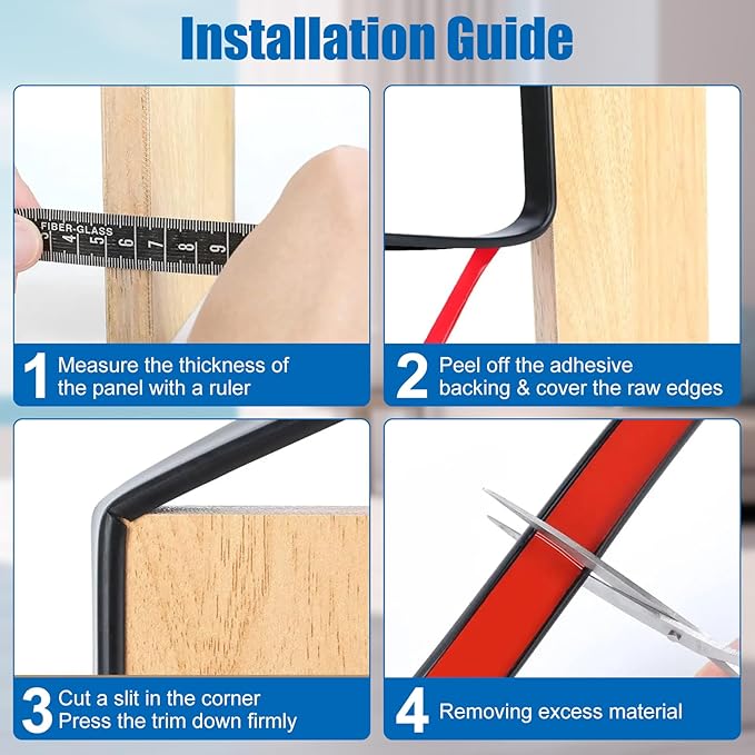U-Shape Edge Trim, 16.4ft Self Adhesive Veneer Edging Banding TPE Flexible Furniture Edge Protector for 3/4 inch Edge Countertop Table Cabinet Repair Furniture Restoration (15mm, Black)