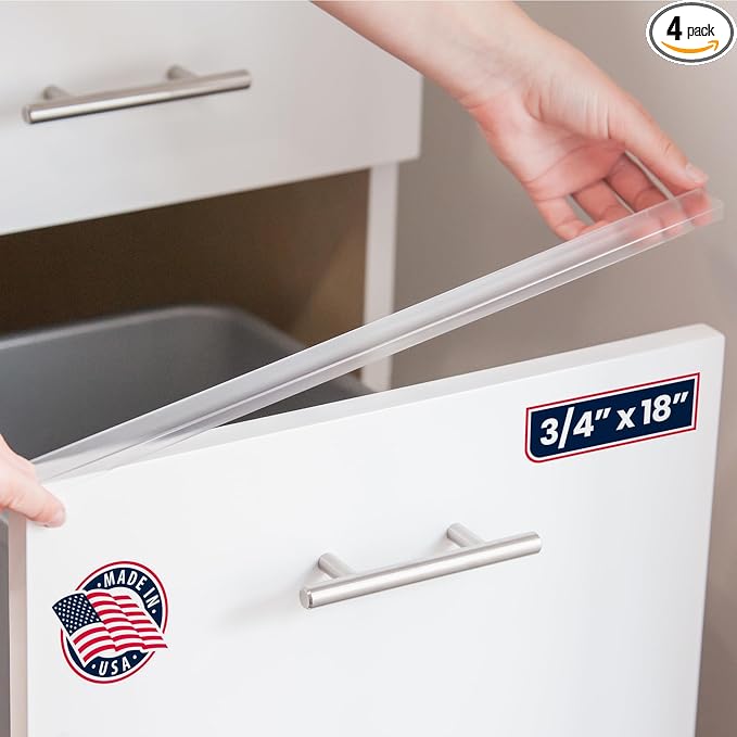 Cabinet Hero Slimline Cabinet Edge Protector - Prevents Chipping, Wear, Discoloration - Drawer Edge Guard, Bumper for Drawer - Easy Slip-On Installation - 3/4" Thick, 18" Length, Clear, Pack of 4
