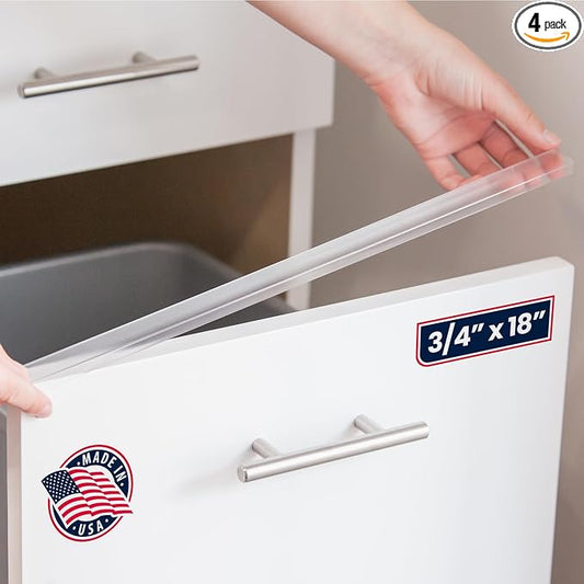 Cabinet Hero Slimline Cabinet Edge Protector - Prevents Chipping, Wear, Discoloration - Drawer Edge Guard, Bumper for Drawer - Easy Slip-On Installation - 3/4" Thick, 18" Length, Clear, Pack of 4