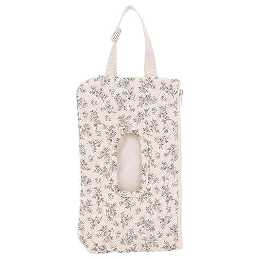 HIBEAR Quilted Diaper Wipe Pouch Portable Mommy Bag Refillable Floral Baby Wipe Holder for Travel Stroller Daily Casual (Floral C)
