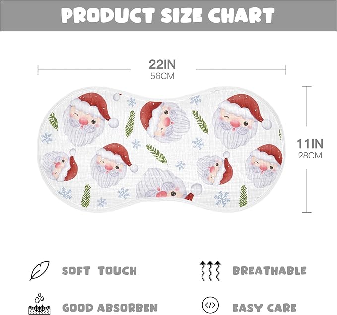 vvfelixl Joyful Winter Christmas Burp Cloths for Baby Boy Girls Baby Washcloths Burp Rags 1 Pack
