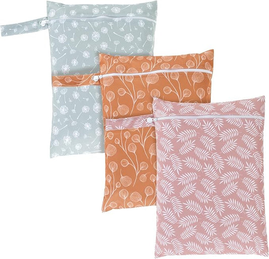 3 Pcs Wet Bags Storage Bags with Zipper Closure Waterproof Wet Storage Bag Wet Dry Bag for Swimsuits Baby Diapers (Style 2)