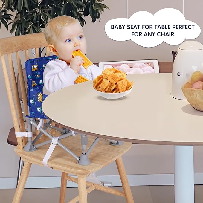 Portable Baby Chair, Folding Booster Seat with Tray for Dining Table Compact Camping Chair for Lawn Beach Travel Babies 6-36 Months