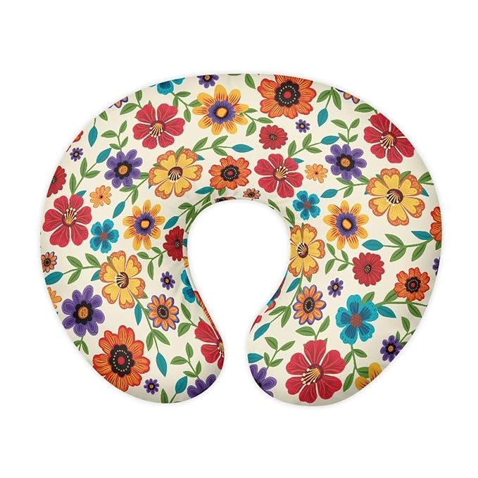 Bright Flowers Nursing Pillow Cover for Baby Boy Girl Breastfeeding Slipcover Infant Newborn Nursery Bottle Pillowcase Washable and Easy to Clean