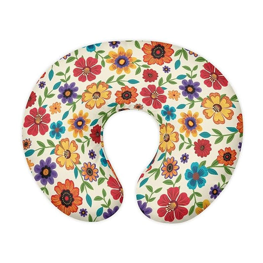 Bright Flowers Nursing Pillow Cover for Baby Boy Girl Breastfeeding Slipcover Infant Newborn Nursery Bottle Pillowcase Washable and Easy to Clean