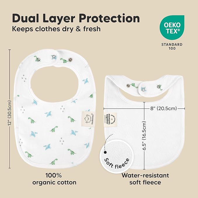 8-Pack Organic Baby Bibs for Boys, Girls - Soft Cotton Drooling and Teething Bibs for Baby Girl & Boy, Extra Absorbent, Easy to Clean & Put On for Toddler, Newborn, Infant 0-24 Months (Roarsome)