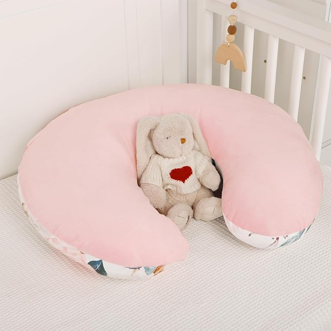 DILIMI Nursing Pillow Cover, Soft Stretchy Nursing Covers for Breastfeeding Pillows, 1 Pack Reversible Removable Slipcover for Baby Boy and Girls, Floral