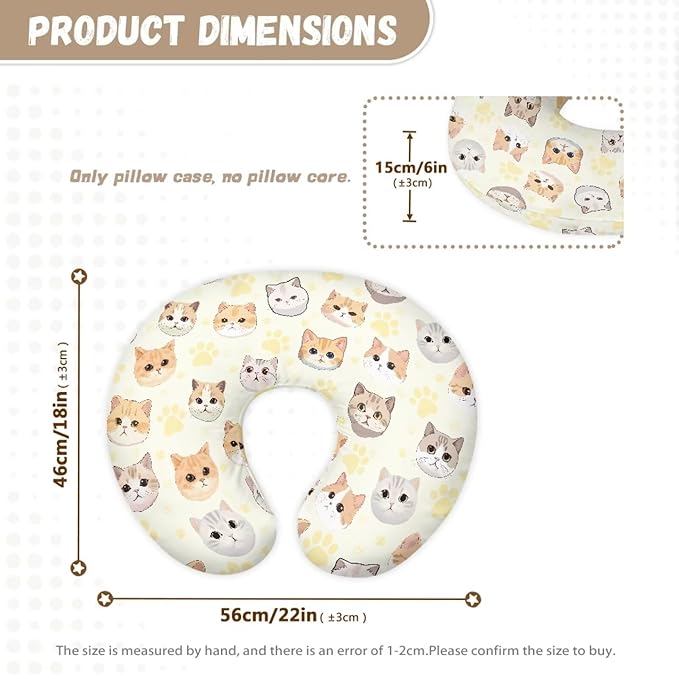 Cute Cat Footprints Nursing Pillow Covers Pillowcase Stretchy Positioner Case Comfortable Feeding Pillow Covers for Breastfeeding and Bottle Feeding