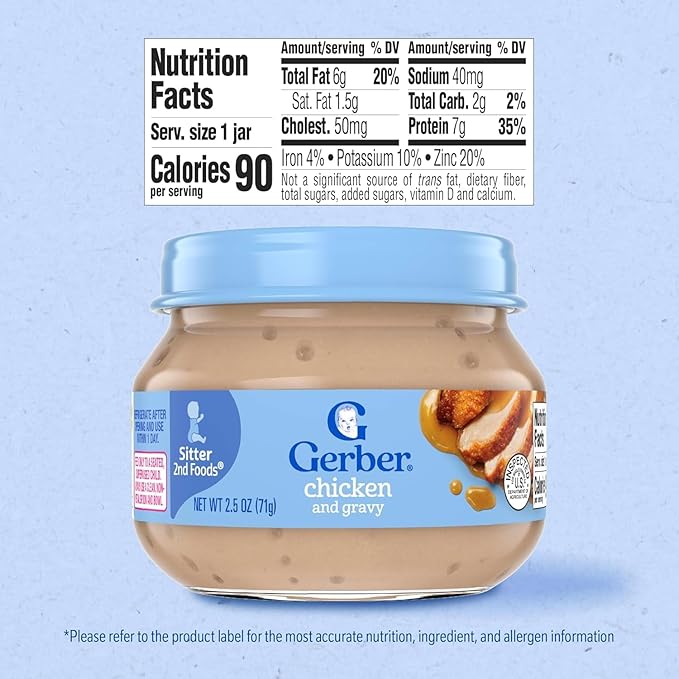 Gerber 2nd Foods 12 Total 2.5 OZ Jars of Each Flavor (3 Turkey & Turkey Gravy, 3 Ham and Ham Gravy, 3 Chicken & Chicken Gravy, 3 Beef and Gravy)