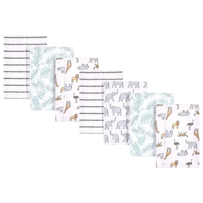 Hudson Baby Unisex Baby Cotton Flannel Burp Cloths, Modern Neutral Safari, One Size
