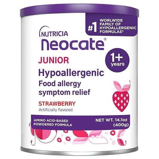 Neocate Junior - 1+ years - Hypoallergenic Toddler Formula for Food Allergy Relief - Nutritionally Complete Dairy Free Formula - Strawberry, 14.1 oz