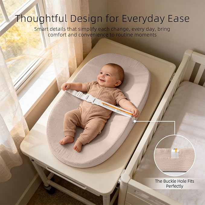 Muslin Baby Changing Pad with Waterproof Lining Foam, Diaper Changing Pad Topper, Changing Table Pads with Muslin Cover for Dressers