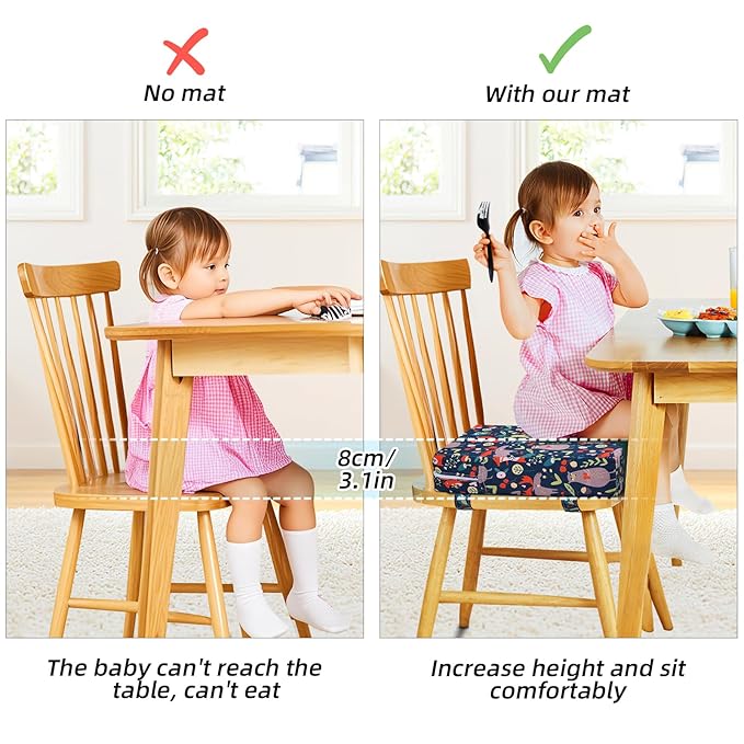 Zicac Portable High Chair Increasing Seat Cushion for Travel Dining Seat Pad for Toddler Kids Baby Infant Washable Thick Chair Seat Pads (Forest Green)