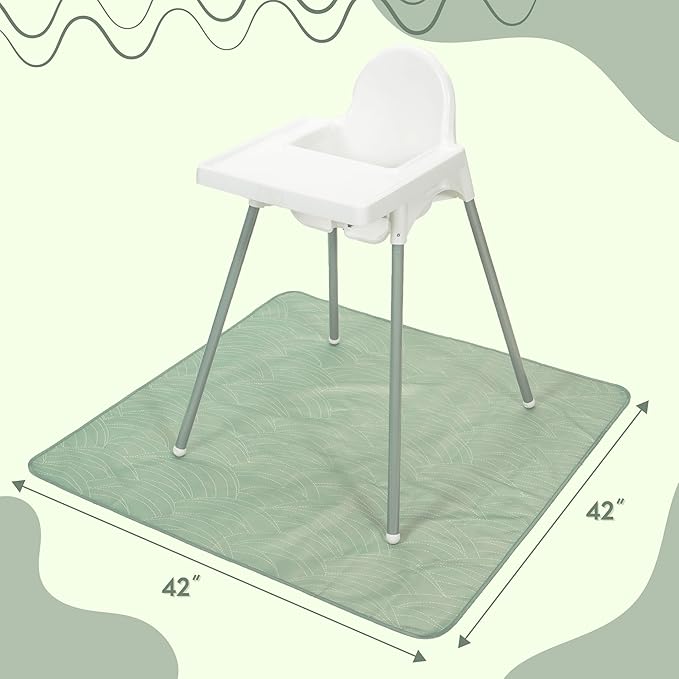 S&T INC. Baby Splat Mat for Under High Chair, Water Resistant Floor Mat, 42 Inches by 42 Inches, Sage Needlepoint