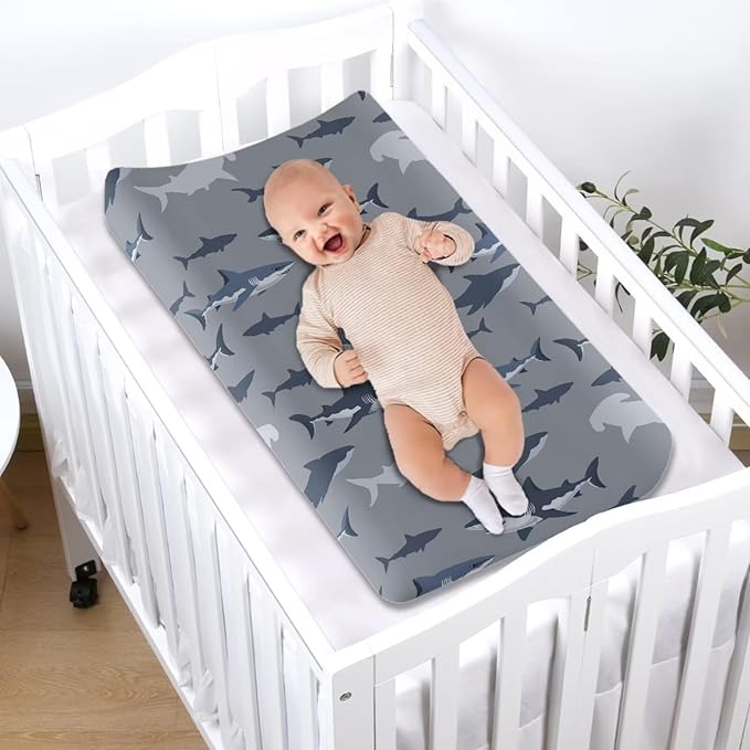 Sharks Changing Pad Cover Waterproof Diaper Changing Cover Durable Breathable Soft Universal Tray Table Mat Infant/Toddler