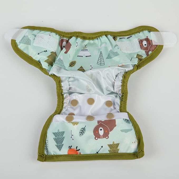 Newborn Baby Cloth Diaper Cover Nappy Hook and Loop (Bear Fox Teepee)