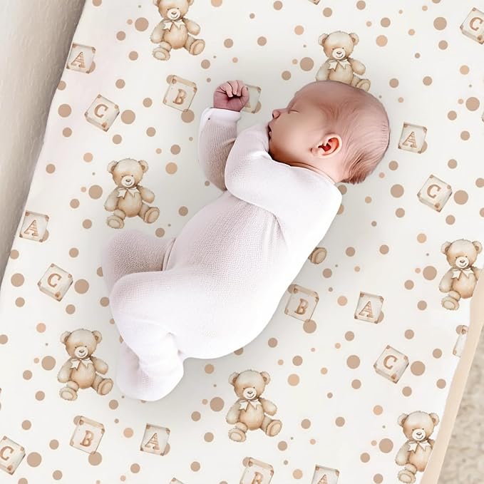 Cartoon Cute Forest Bears Pattern Baby Changing Pad Cover, Unisex Bear Nursery Diaper Changing Table Pad Mat Sheet for Boys Girls-16x32