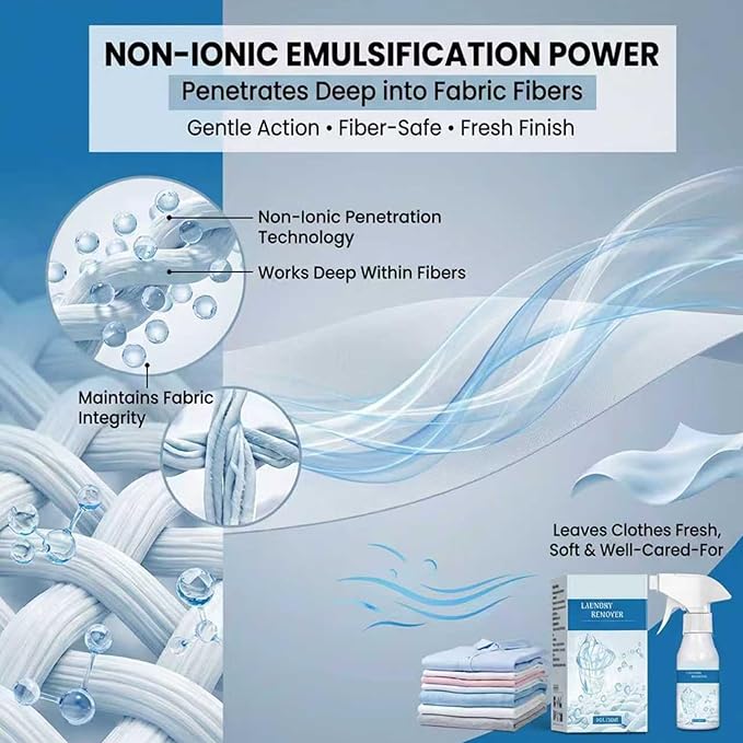 Non-Ionic Laundry Pre-Treatment, 2026 New Clothing Emulsifier, Powerful Remover Clothes Dry-Clean Spray, For Clothes Shoes