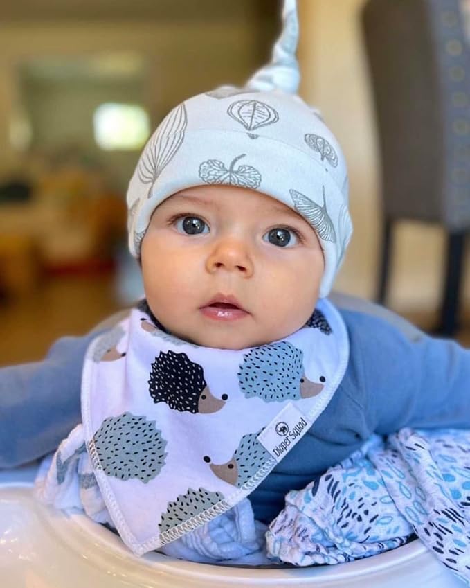 DiaperSquad's 100% Organic Cotton Baby Drool Bibs, Super Absorbent & Adjustable Baby Bibs for Drooling and Teething