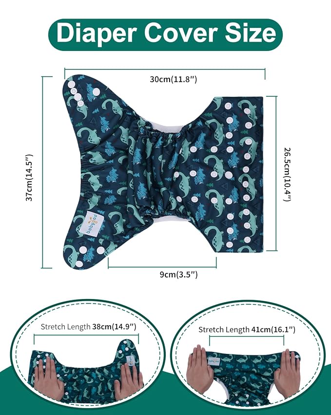 babygoal Cloth Diaper Covers 6 Pack with Wet Bag for Fitted Diapers and Prefolds with Double Gussets, Adjustable and Reusable for Baby Boys