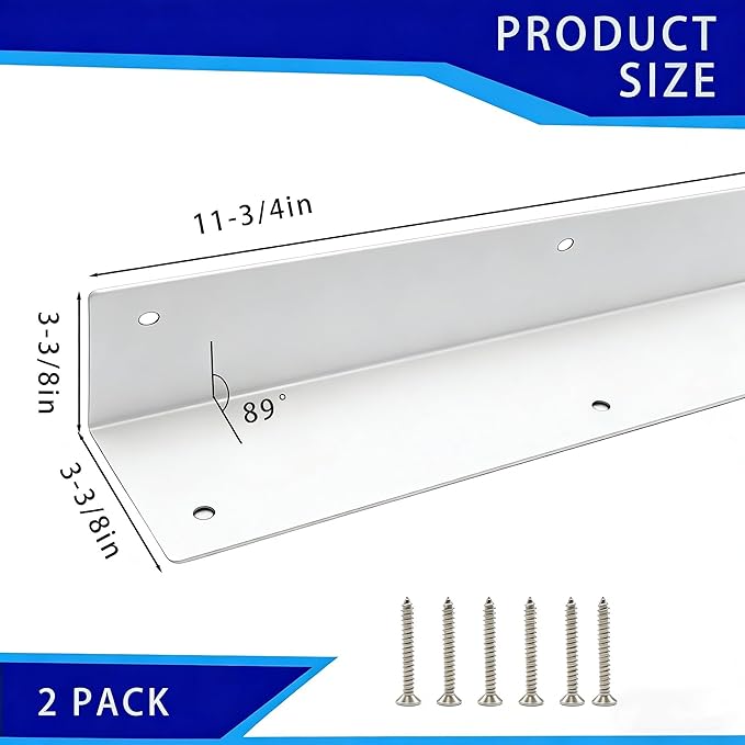 2 Pack White Stainless Steel Corner Guards, Metal Siding Corner Protector with 89° Angle, 3 3/8" x 3 3/8" x 11 3/4", Outdoor Weed Whacker Protection for Exterior Walls, Fences, Pavilions