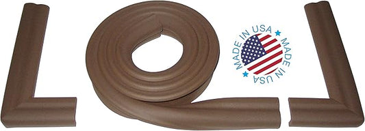 KidKusion Extra Long Hearth Cushion | Made in USA | Brown | 14.33 Ft of Padding | Child Safety, Edge and Corner Guard, Baby Proof Fireplace Bumper