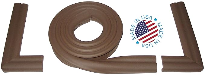 KidKusion Hearth Cushion | Made in USA | Brown | 8.33 Ft of Padding | Child Safety, Edge and Corner Guard, Babyproof Fireplace Bumper