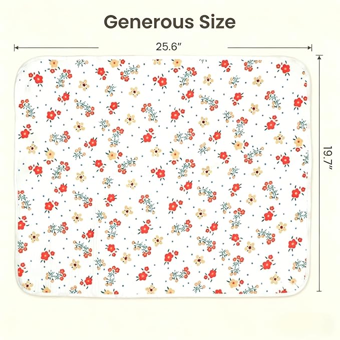 Baby Diaper Changing Pad, 19.7"x25.6" Waterproof Changing Pad Liners with 100% Muslin Cotton Front Top and Leather Back, Soft and Absorbent Portable Changing Mat for Travel, Changing Station
