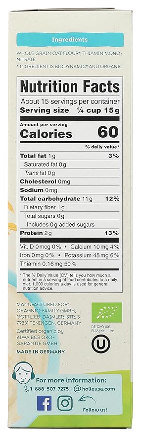 Holle Organic Wholegrain Oat Cereal, 8 OZ