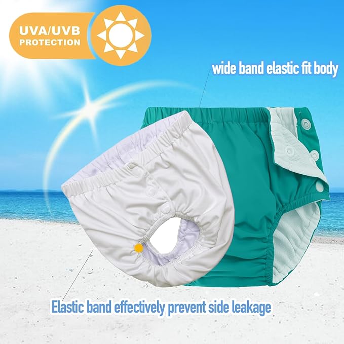 Baby Newborn Reusable Swim Diapers Infant Unisex Washable Swim Diaper Toddler Swimming Diapers Green, 2-3T