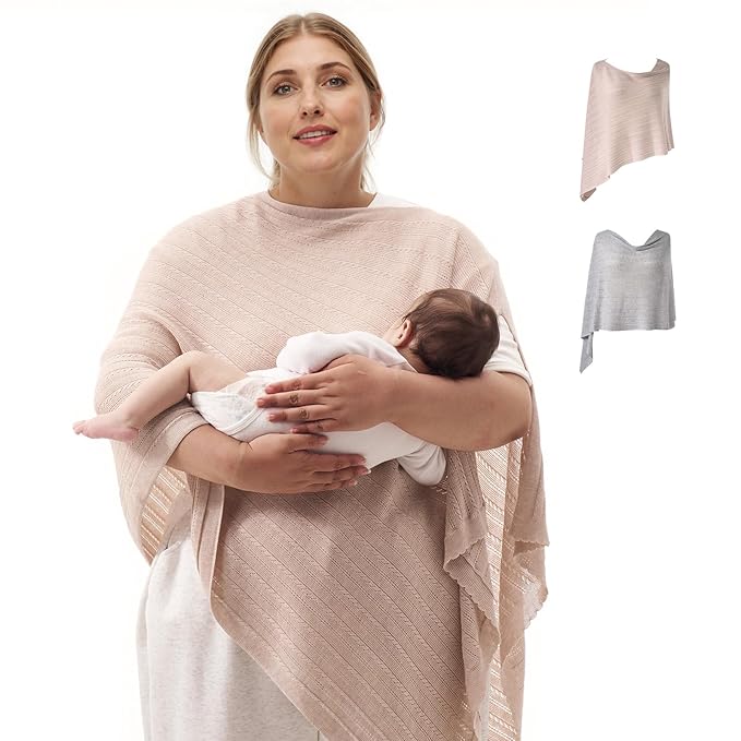 Momcozy Ultra-Light Nursing Cover for Breastfeeding, Soft Breathable Tencel™ Lyocell Fabric, Multi-Use Feeding Shawl, Newborn Essentials Must Haves(Shallow Brown, Plus)