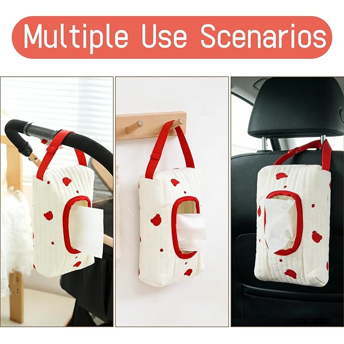 Quilted Baby Wipe Holder Floral Diaper Pouch Portable Quilted Wipes Bag for Car, Stroller
