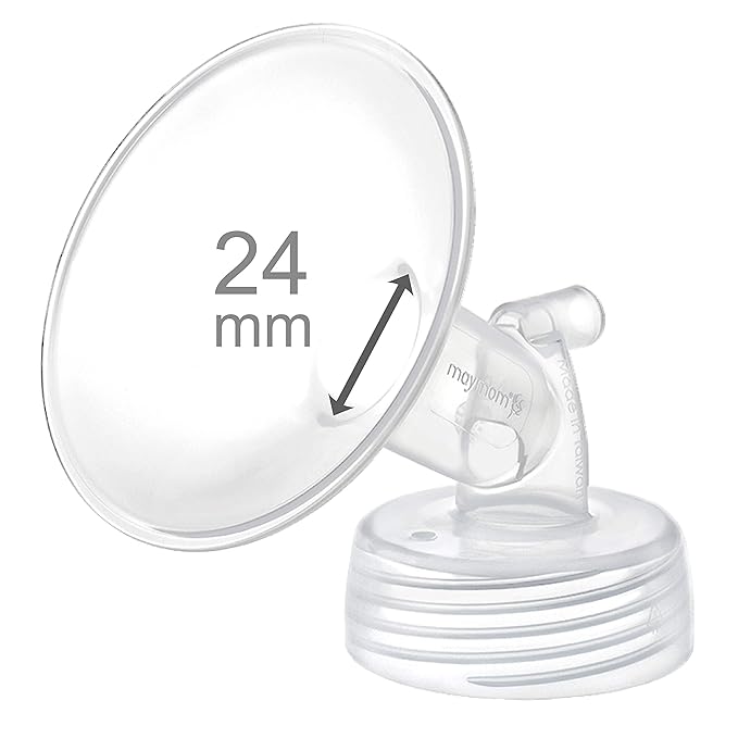 Maymom Wide Neck Pump Part for Spectra S1/S2 Pumps; Incl Wide Mouth Flange; Not Original Spectra Flange; Replaces Spectra Shield (One Flange Clear, 24 mm)