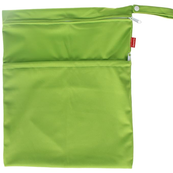 Damero 2pcs Travel Wet Dry Bag, Reusable Swimsuit Bag for Wet Clothes with Handle(Large, 2 pcs Green)