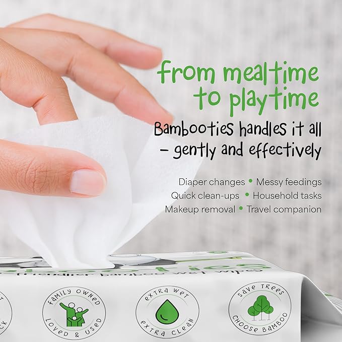 Bamboo Baby Wipes Unscented, Plant based Diaper Wipes for Sensitive Skin, Water based Wipes Baby Sensitive Skin 960 count bulk box of 80ct soft packs x 12