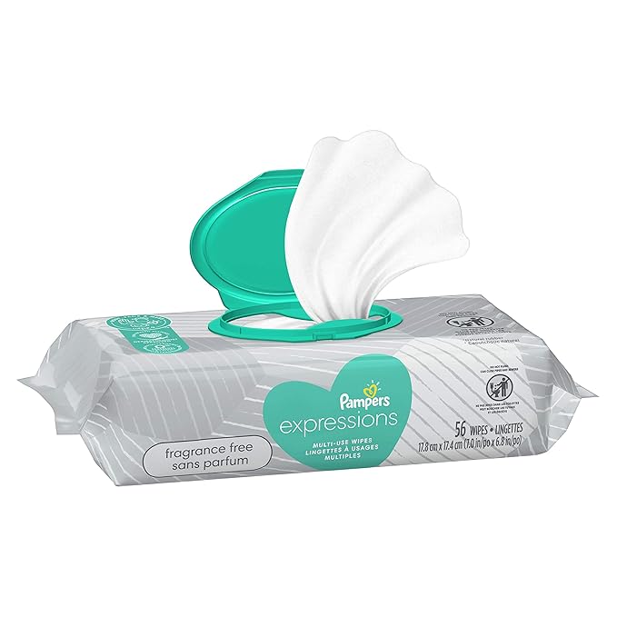 Pampers Multi-Use Wet Wipes, 1X Pop-Top, Hypoallergenic and Dermatologist-Tested Baby Wipes, Fragrance Free, 56 Count