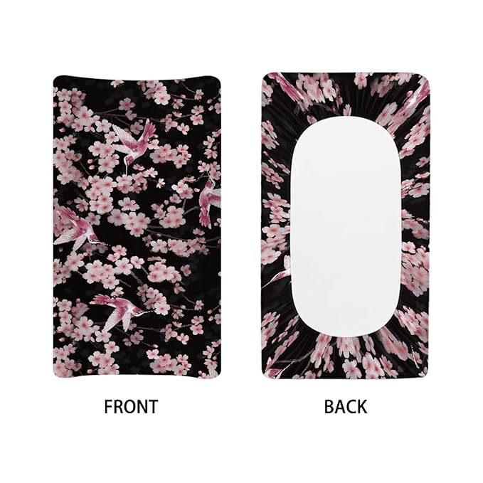Hummingbird Flower Changing Pad Cover Baby Girls Boys Diaper Change Table Sheet Cover Stretchy Changing Table Covers Soft Breathable