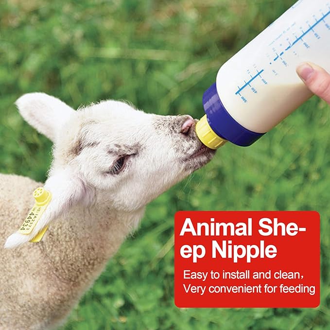 PAGOW 20PCS Nipple for Goats, Small Animal Milk Drink Nipples, Soft Rubber Pacifier for Nursing Lambs and Goat Kids