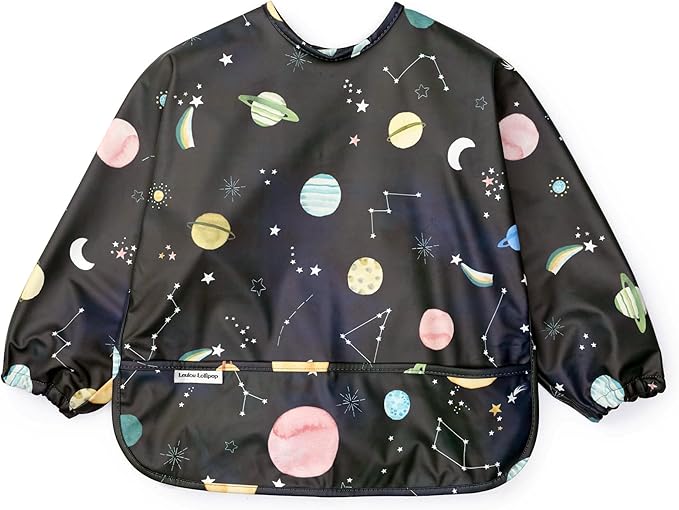 Loulou Lollipop Long Sleeve Mess Free Waterproof Bibs, for baby boys and girls 6-36 Months, Machine Washable, Travel Friendly