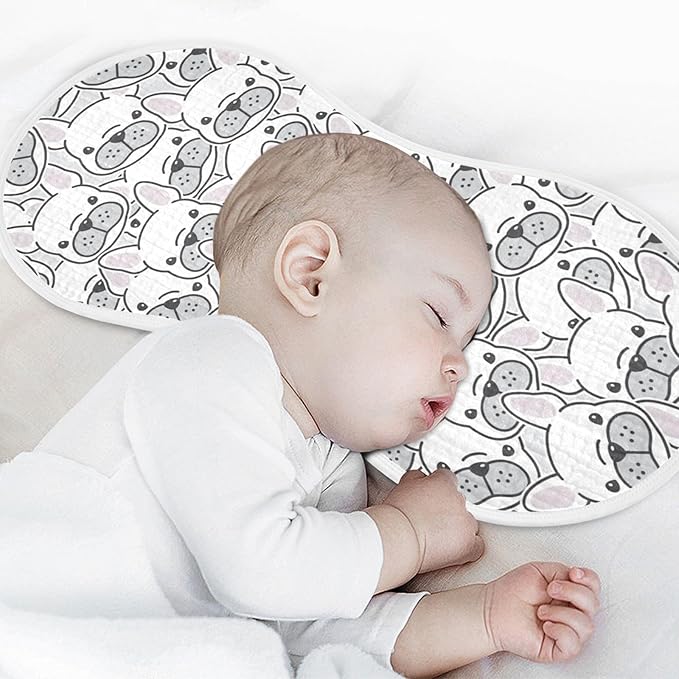 vvfelixl Burp Cloths Dog French Bulldog for Baby Boy Girls Baby Washcloths Burp Rags 1 Pack White