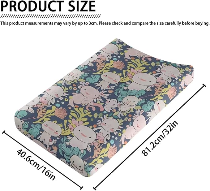 Changing Pad Covers for Boys Girls, Axolotl Print Diaper Changing Table Pad Cover Soft Breathable Changing Mat Cover for 32''x16" Cute Birthday Gifts for Baby