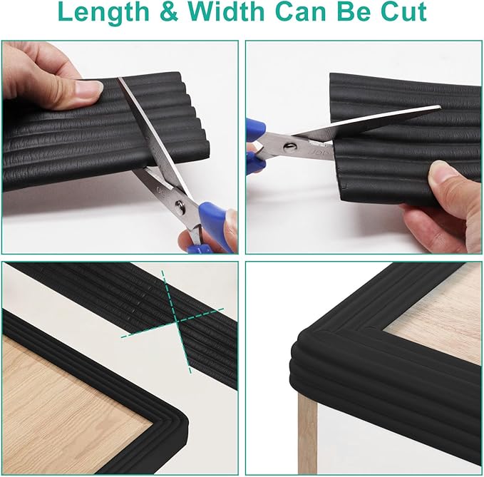 6.56ft Corner Protector Baby, Self Adhesive Baby Proofing Corner Guards Widen Edge Protector, Desk Edge Cushion, Furniture Table Covers Safety Bumper (Black)