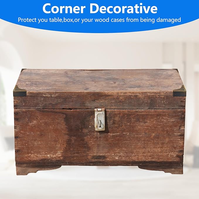 4PCS Metal Corner Protector, Box Corners Decorative Furniture Corner Protectors,for Cabinet Furniture Table Jewelry Box Case (Bronze)