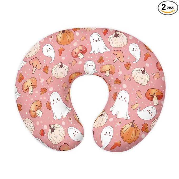 Happy Halloween Baby Nursing Pillow Cover Positioner Super Soft and Safe for Newborn Washable and Stretchy Pillow Cover with Hidden Zipper, 2 Packs
