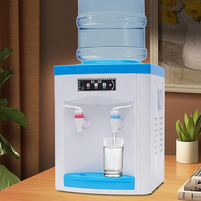 Top Loading Desktop Water Cooler Dispenser, 550W 110V Countertop Hot & Cold Water Coolers Drinking Fountain Portable Water Warmer for Home Bedroom Studio Office Grocery Store