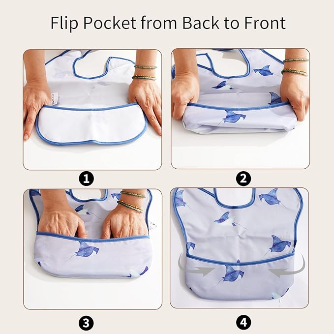3-Pack Waterproof Baby Bibs for Eating - Lightweight Feeding Bibs, Mess Proof, Baby Essential Must Have for Eating