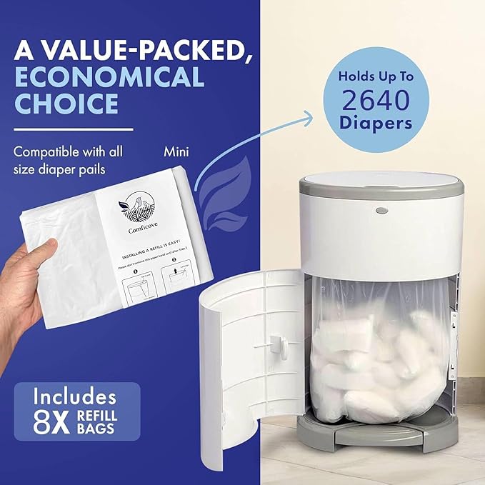 Comficove Refills Compatible with DEKOR MINI Diaper Pails (1 Count (Pack of 8))