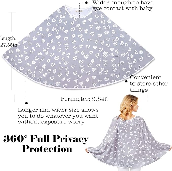 Baby Nursing Cover & Nursing Poncho - Multi Use Cover for Baby Car Seat Canopy, Shopping Cart Cover, Stroller Cover